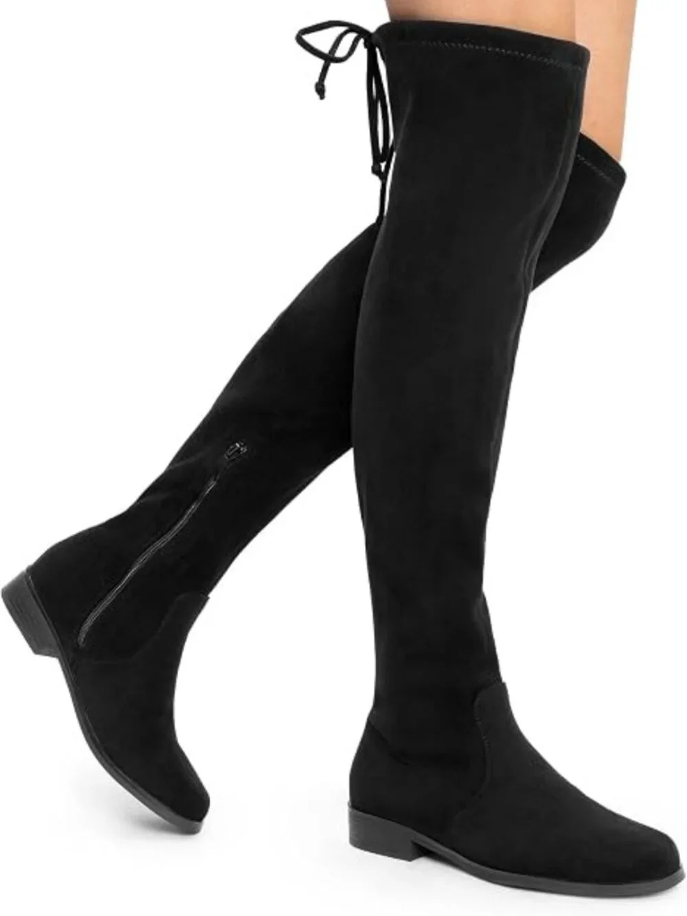 DREAM PAIRS Goth Thigh High Boots Low Block Heel Casual Over the Knee